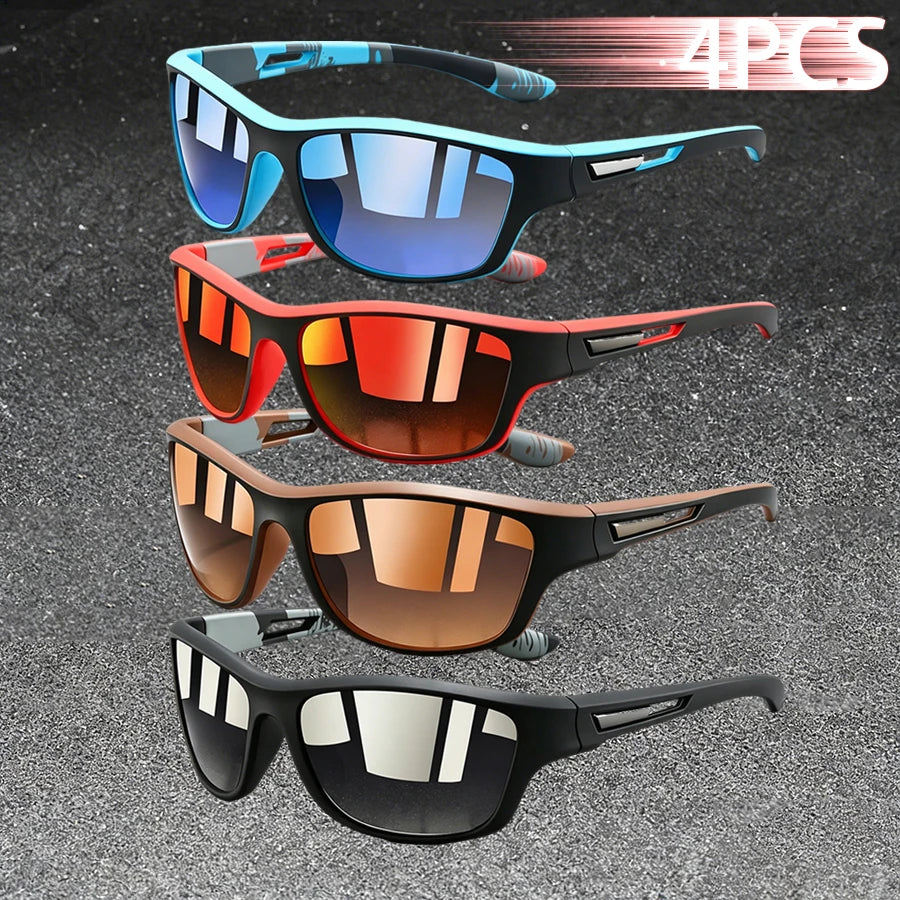 4PCS Fashion Vintage Pattern Cycling Sunglasses Men Women Running Cycling Mountaineering Sport Man Driving Fishing Sun Glasses