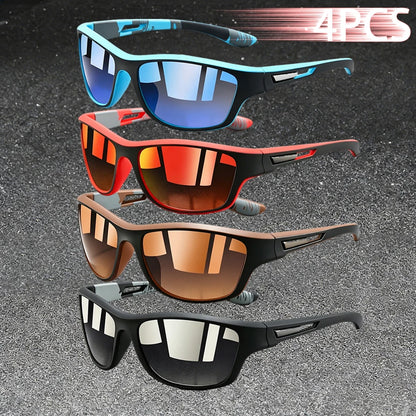 4PCS Fashion Vintage Pattern Cycling Sunglasses Men Women Running Cycling Mountaineering Sport Man Driving Fishing Sun Glasses