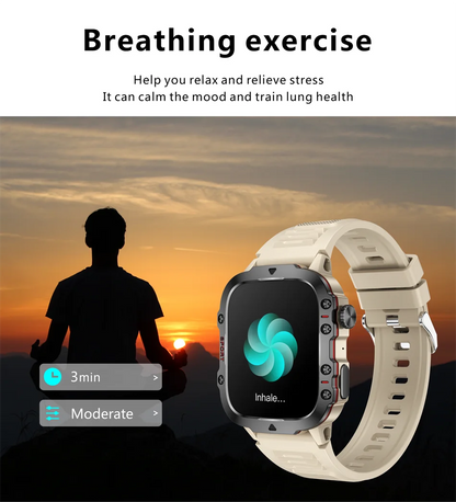 LIGE New Military Smart Watch Men Outdoor Sports 3ATM Waterproof  Blood Oxygen Bluetooth Call Watches Men Smartwatch For Android