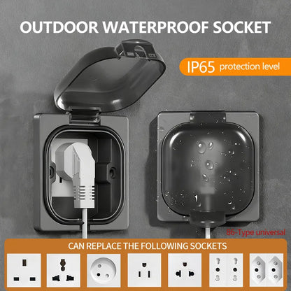 IP65 Waterproof Outdoor Socket, 16A High Power Wall Plate, 250V US/Thai Style 10A Receptacle, Bathroom & Weatherproof Electrical