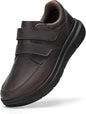 Men'S Wide Walking Shoes Hook And Loop Comfortable Leather Business Shoes Orthopedic Diabetic Shoes For Swollen Feet