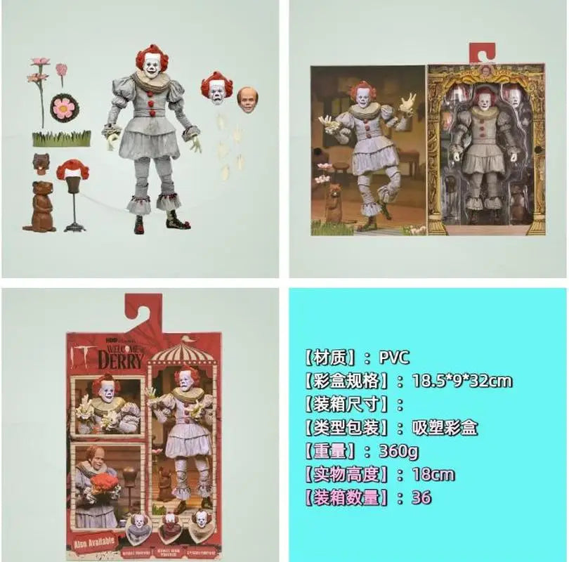 7 Inch Neca Ultimate Pennywise PVC Statue IT Movie Character Action Figure Exquisite Craft Desk Decor Ornament For Movie Fans