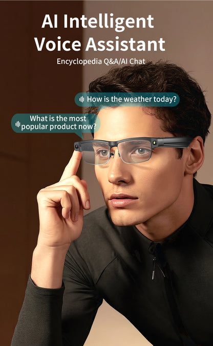800W Pixel Camera Smart Glasses Photo Video Record BT Call Al Object Recognition Voice Assistant Translation Music Sunglasses