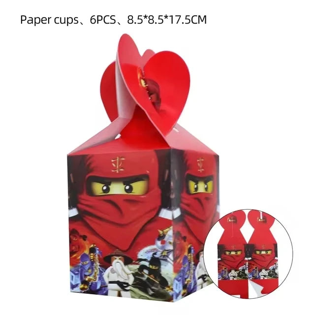 Ninjas Birthday Party Decoration Set Tableware Tablecloth Cup Plate Balloon Cake Topper Candy Boxes Party Favors Supplies Gifts