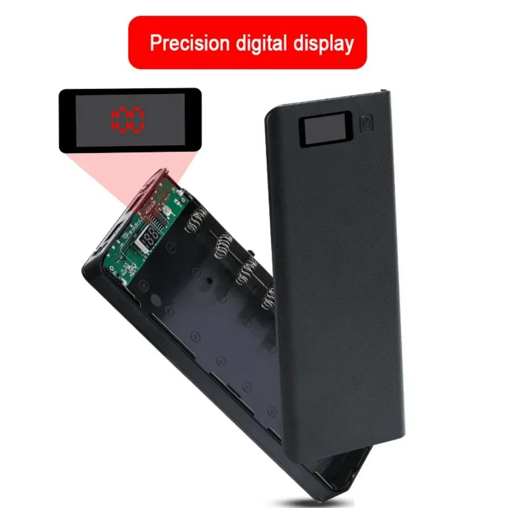 8×18650 Battery Box LED Power Bank Shell Case Dual USB Charging Storage Box Portable Battery Holder Mobile Phone Charger Case