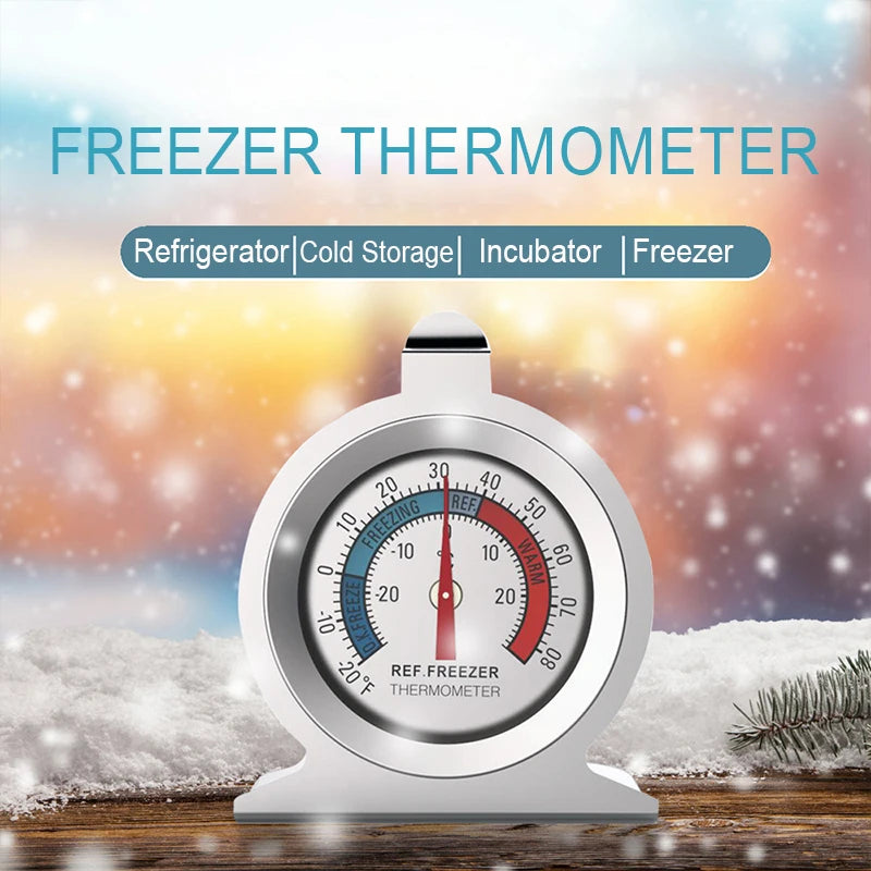 Freezer Thermometers -30~30°C -20~80°F Stainless Steel Fridge Large Dial Gauge Mini Thermo Meters for Refrigerator Cooler