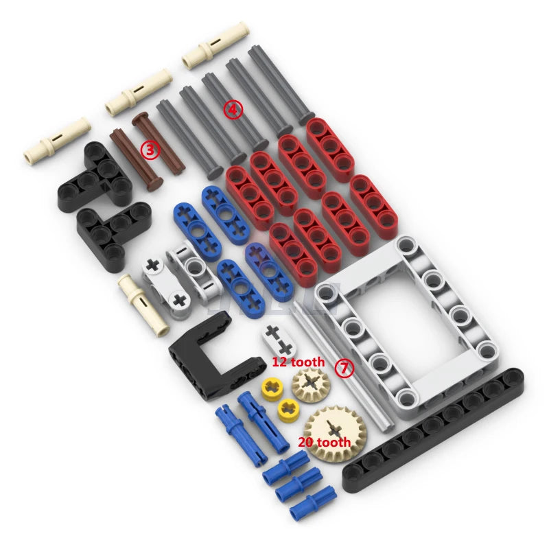MOC Bricks Technical Accessories Gear Pin Axle Link Turntable Linear Actuator Compatible All Brands High-Tech Building Block Toy