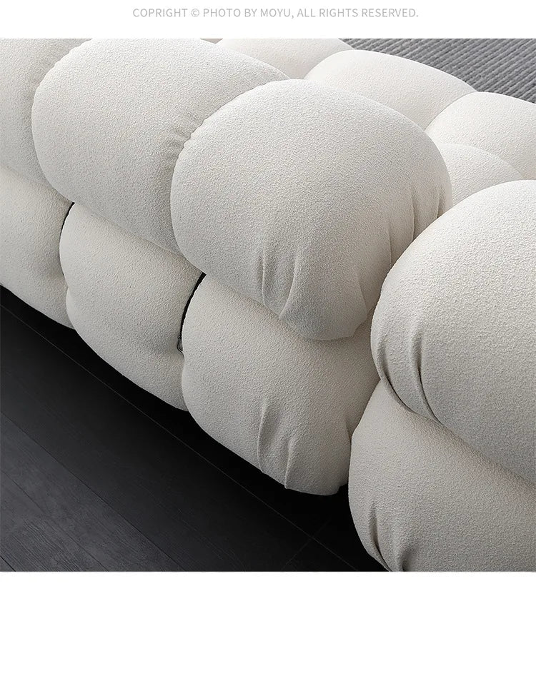 Any Size Custom Cream Teddy Fabric Modular Sofa Combine Modules High Elastic Latex Foam Fill Nordic Minimalist Living Room Sofa