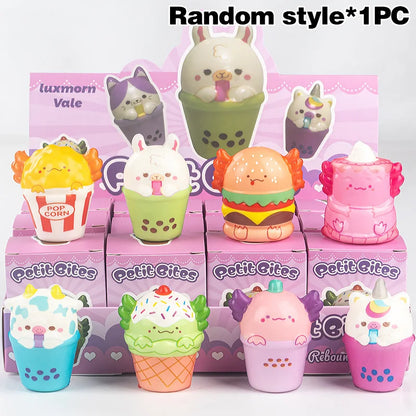 Funny Desktop Ornament Random Squishy Simulation Food Pizza Capybara Stress Ball Accessories Anti-stress Fidget Desk Decoration