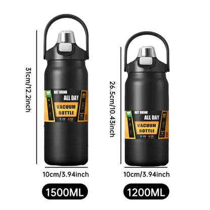 LUSQI 304 Stainless Steel Thermal Mug Outdoor Thermos Bottle Portable Tumbler Vacuum Flasks Cold & Hot Straw Water Bottle