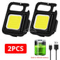 COB Work Light Flashlamp Mini Flashlight Keychain Carry LED Waterproof USB Charge Convenient Emergency Outdoor Lighting Camping