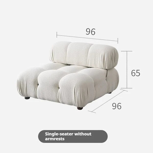 Any Size Custom Cream Teddy Fabric Modular Sofa Combine Modules High Elastic Latex Foam Fill Nordic Minimalist Living Room Sofa