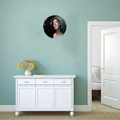 Custom Round Metal Sign Personalized Photo Text Aluminum Tin Sign 20cm Wall Decor for Home Garden