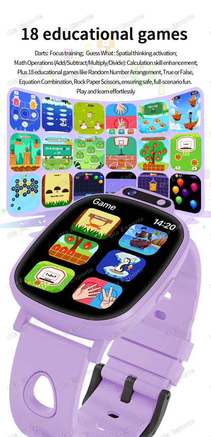 Children's Smart Watch 2026 Camera LED Flashlight Fun Games Stopwatch Calculator Alarm Reminders Boys and Girls Smartwatch HW12