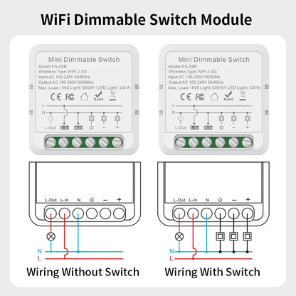 TNCE Tuya wifi Dimmer ZigBee Module Supports 2 Way Control LED Lights Dimmable Switch Work with smart life app Alexa Google Home