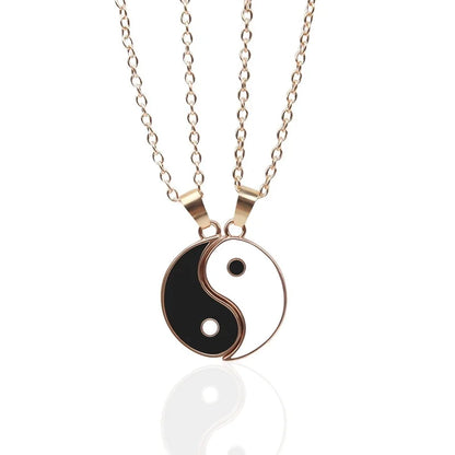 Couple Bracelets Rings Yin Yang Tai Chi Alloy Pendant Adjustable Braid Chain Necklace Matching Lover Bracelet Necklace Earring