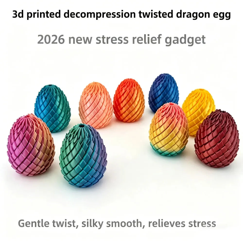 3D printed dragon egg stress relief model, deformable twist egg, creative fidget toy desk ornament.
