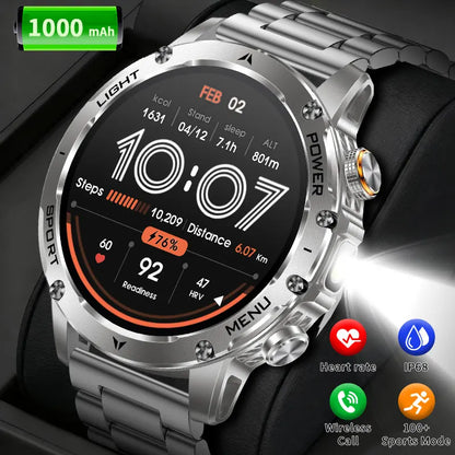 LIGE 2026 New Ultra Military Grade 1000mAh Battery Smart Watch For Men IP68 Waterproof Sports Fitness Bluetooth Call Smartwatch
