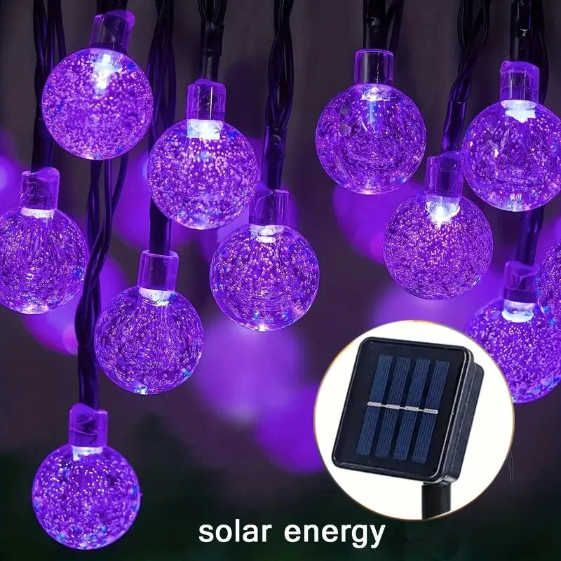5/6.5/12M Solar Bubble Ball String Light Outdoor Lighting Waterproof 8 Functions Halloween Christmas Holiday Decorative Lamp