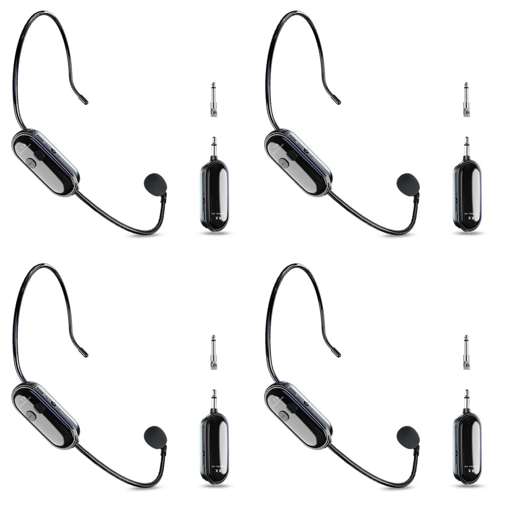 1-5PCS 2.4G 2 in 1 Head-mounted Wireless Lavalier Microphone Set Transmitter with Receiver for Amplifier Voice Speaker Teaching