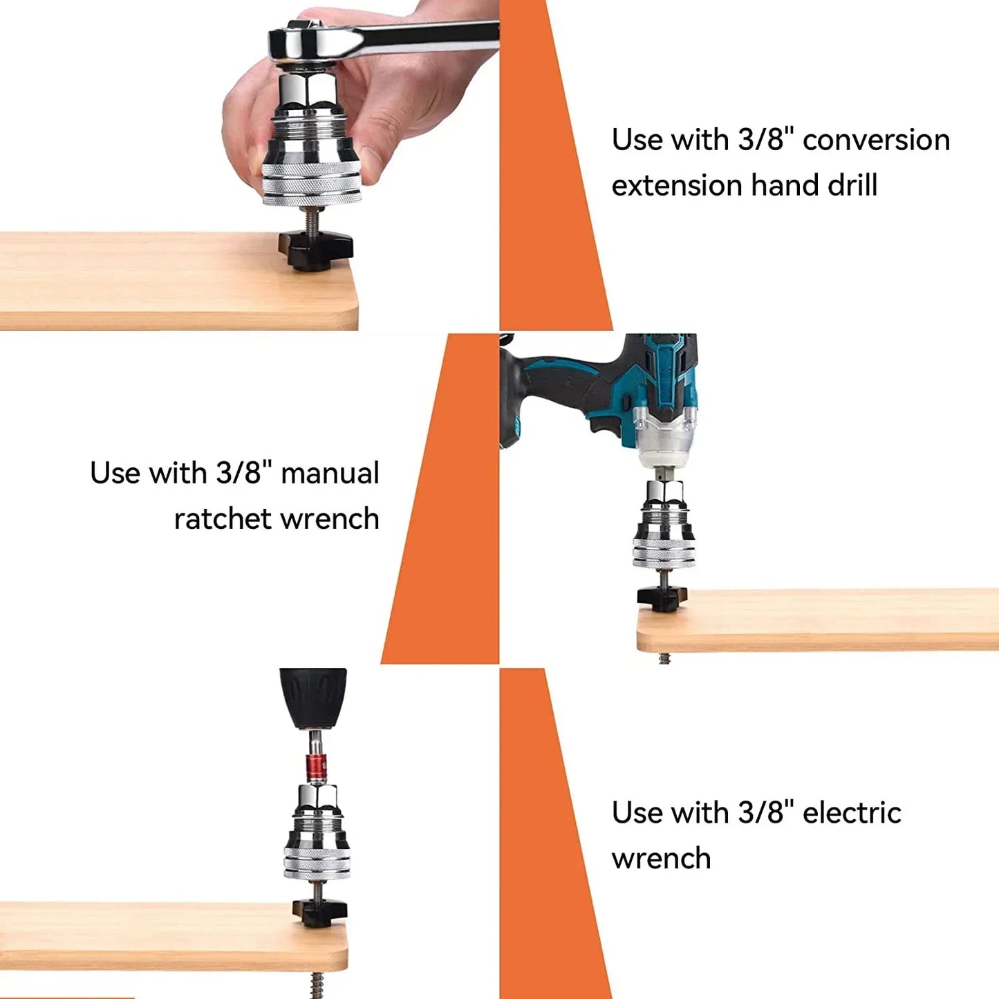 Adjustable Sleeve The Drill Magic Universal Socket Set with Connecting Rod Fits Standard 3/8-3/4'' 10-19mm Drill Adapter Sockets
