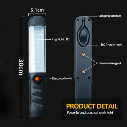 LED Handheld Flashlight Work Light USB Rechargeable Strong Light Lantern Torch Work Lamp with Magnet Hook Workshop Repair Lights