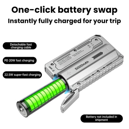 1 Section Welding Free 21700 Mobile Power Case PD 20W Fast Charging Built-In Cable Detachable Power Bank DIY Battery Box