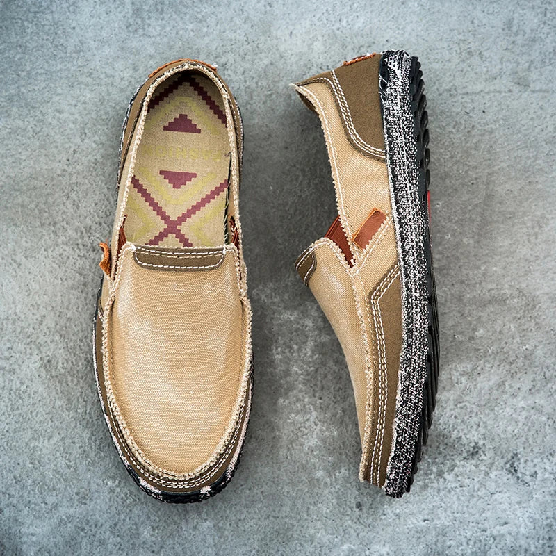 Fashion Breathable Canvas Shoes Loafers New Men Shoes Vintage Male Casual Shoes Flats Comfortable Washed Denim Lazy Loafers