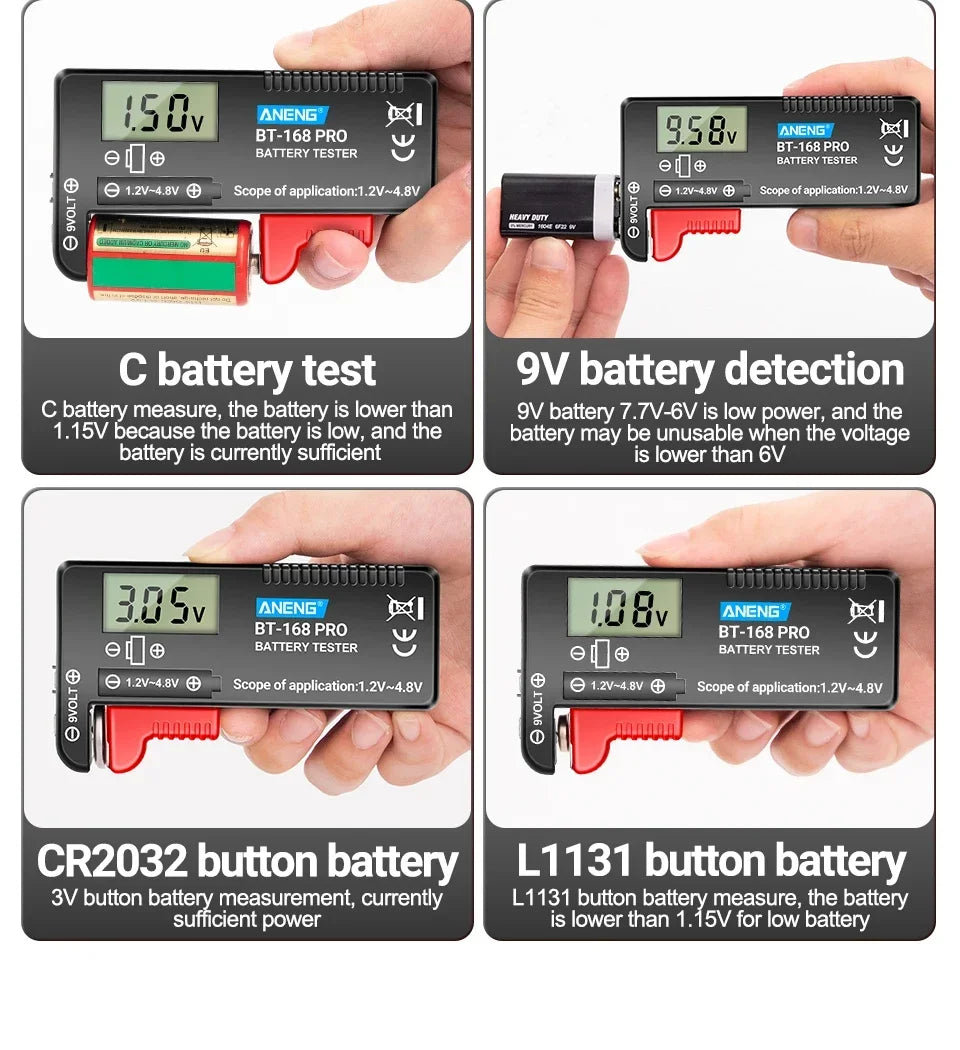 ANENG Tester baterii litowych cyfrowy uniwersalny BT-168 PRO Sprawdzanie pojemności, analizator obciążenia, wyświetlacz do baterii AAA AA guzikowych