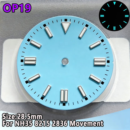 28.5mm NH35 Watch Dial Luminous Dials Single Calendar Dial Suitable For NH35 Movement Can Support DIY Dial Customization Logo