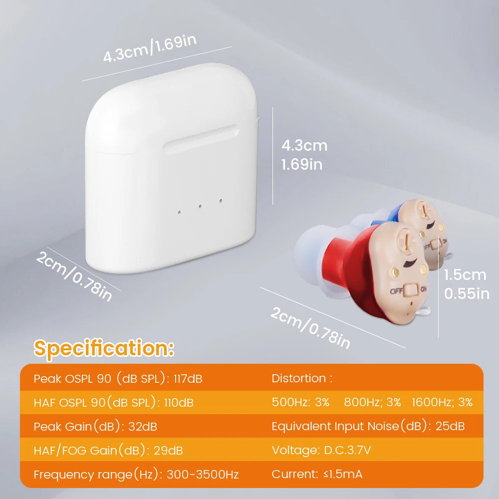 Rechargeable Hearing Aids Wireless Sound Amplifier ITE Mini Invisible Elderly Hearing Aid Headphones Deaf The Listening Device