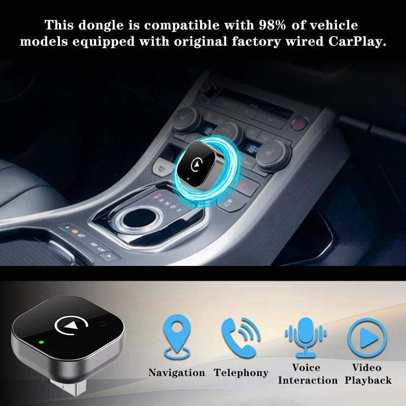 2 IN 1 Wireless Carplay & Android Auto Adapter Wired to Wireless Carplay Dongle Mini Plug & Play Auto Connect For iPhone Android