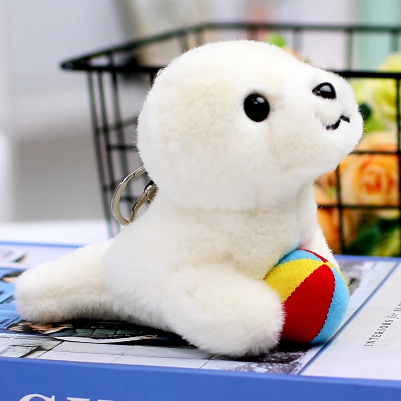 Seal Shark Whale Beluga Keychain Pendant Doll Mini Marine Animal Plush Keyring  Backpack Pendant Decor Kawaii Pendant Doll
