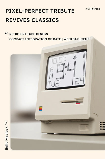Budzik w stylu Retro Macintosh Klasyczna ozdoba na biurko z cyfrowym zegarem