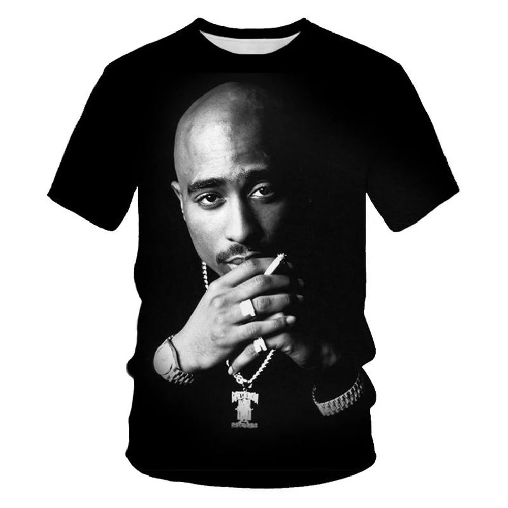 Summer fashion personality 3D printed hip-hop artist's cool trendy street rock T-shirt