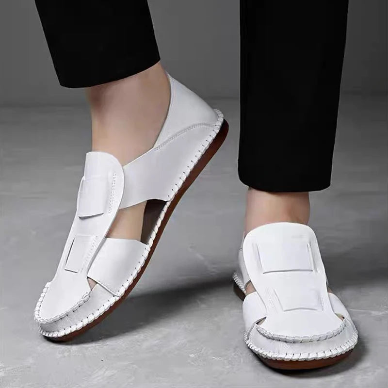 Men's Fashionable Summer Hollow-out Breathable Slip-on Shoes Anti-slip Wear-resistant Casual Loafers-WC616