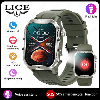 2026 AI Głos Mężczyźni Smartwatch Wojskowy Monitor Zdrowia Bezprzewodowe Połączenia Fitness Wodoodporny Sportowy Smartwatch dla Telefonów z iOS i Androidem