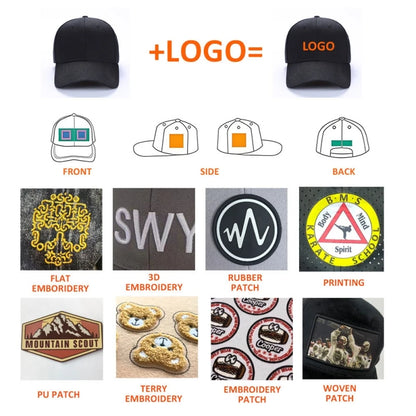 Customized Printed Logo DIY Embroidery Baseball Cap Unisex Adjustable Men Women Sport Trucker Hat Solid Color Personalized Caps