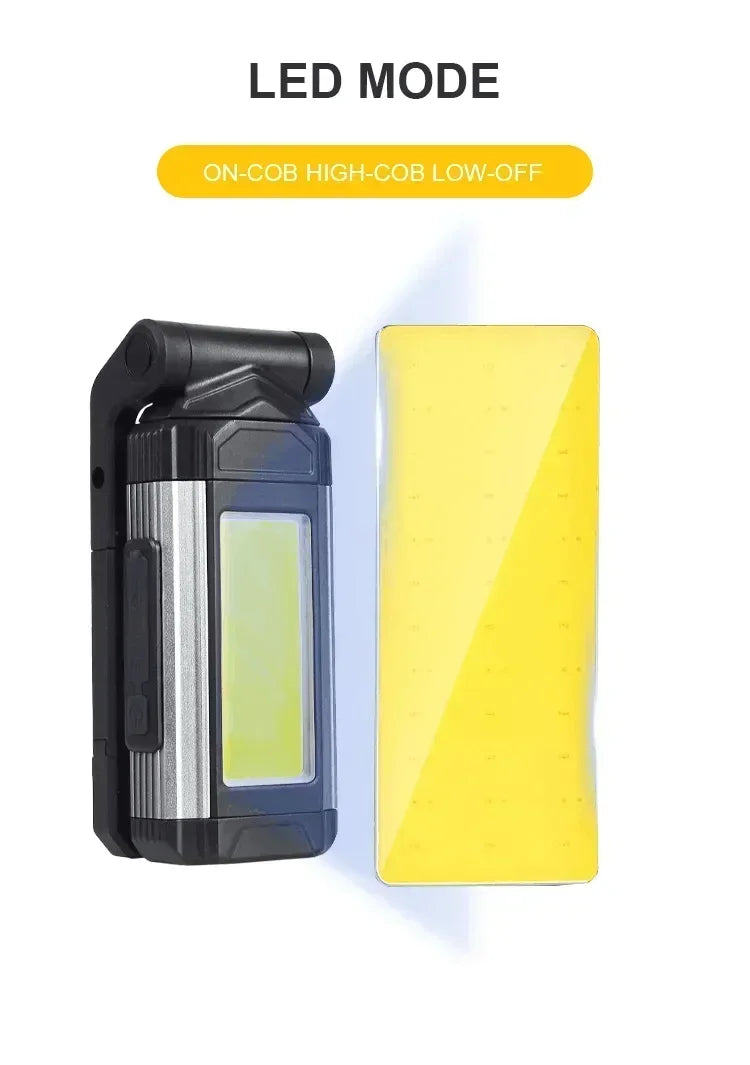 USB Rechargeable LED Flashlight with Magnetic COB Work Light Portable Camping Lantern Type-C Power Bank Function Lamp