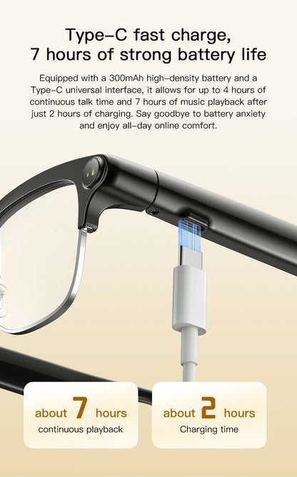 2026 New 8MP Ultra-Wide HD Camera Smart Glasses Video Record 4GB AI Photo Recognition BT Call Translation Voice Smart Glasses