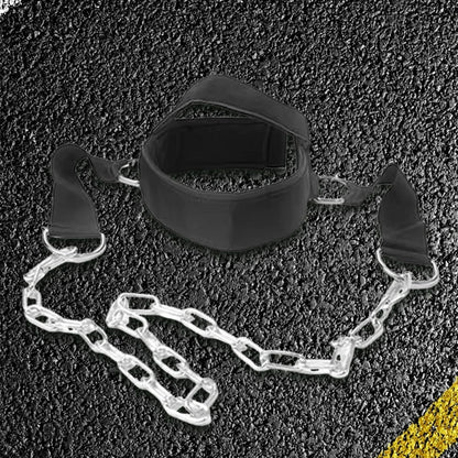 Gym Fitness Weight Bearing Cap Adjustable Neck Harness with Steel Chain Neck Trainer Neck Muscle Power Training