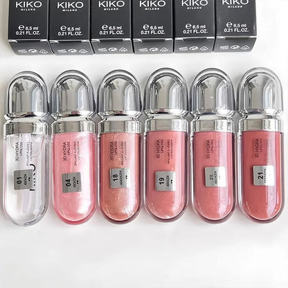 Kiko 3D Hydra Lip Gloss Non-fading Waterproof Blusher Moisturizing Shimmer Makeup Lip Gloss Lipstick Brun Pearly Mauve Liner