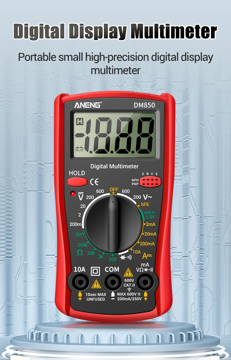 ANENG DM850 Automatic Digital Multimeter Professional Multimetro AC/DC Votage Tester 1999 Counts Ohm Ammeter Car Electric Tools