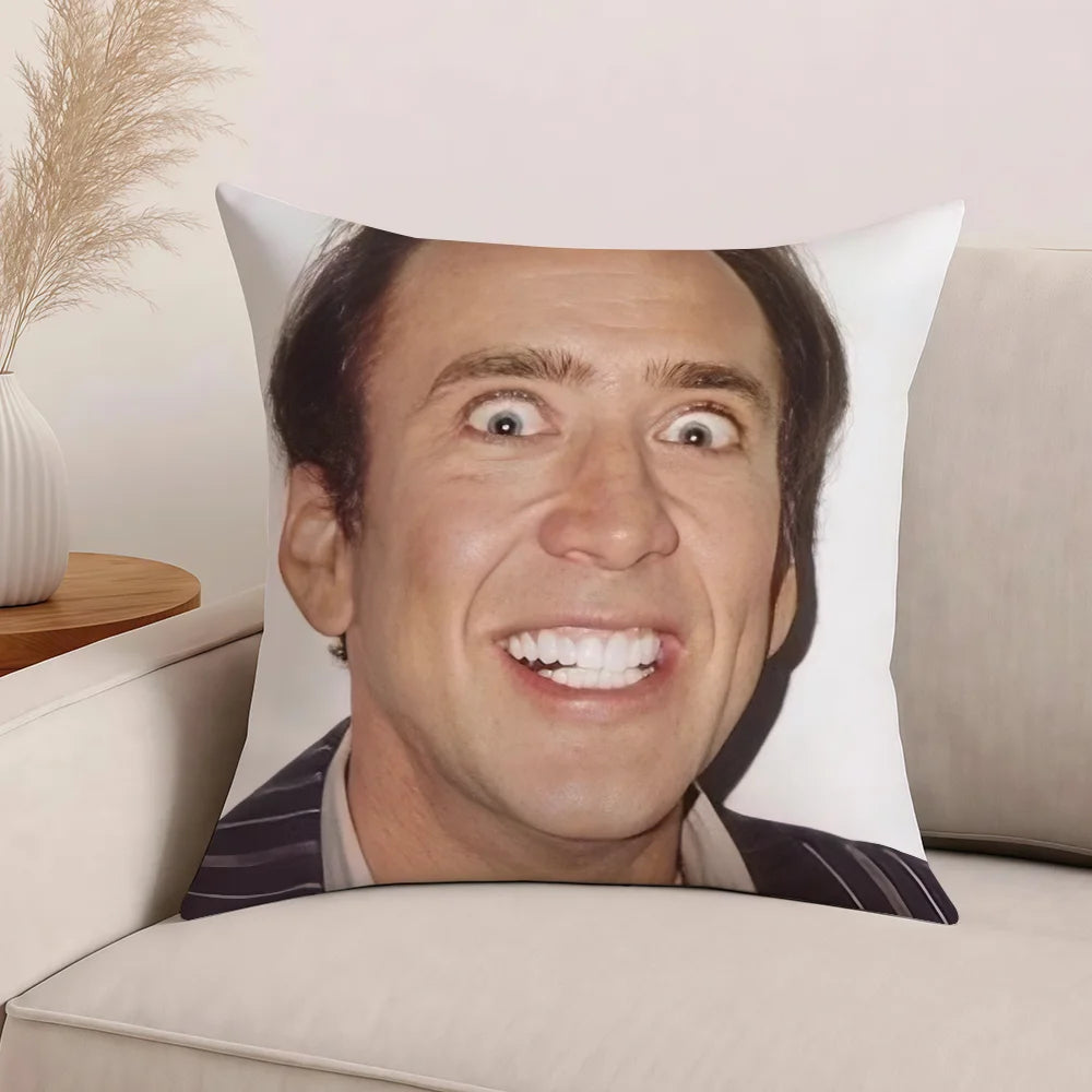 Actor New Pop N-Nicolas C-Cage Funny Pillow Case Office Cushions Suitable For Sofa Car Bedroom Decorative Cushion Cover