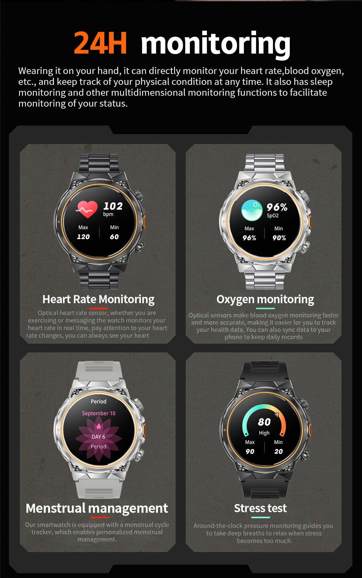 LIGE 2026 Nowy Zewnętrzny Wojskowy Zegarek Smartwatch z Baterią 400 mAh, Wodoodporność 5ATM, Latarka, Monitor Tętna, Tracker Sportowy dla Mężczyzn