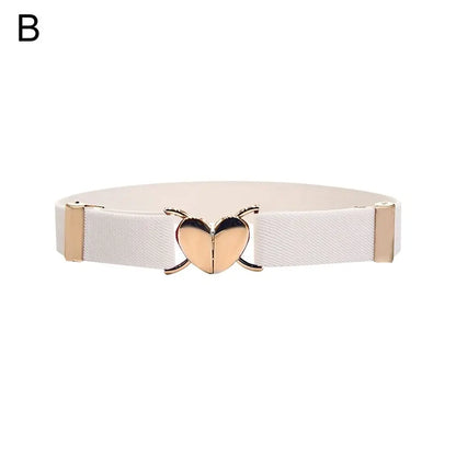 2022 Children Stretch Belts Girls Multicolor Adjustable Elastic Waist Belts with Heart Shape Buckle Waistband Accessories