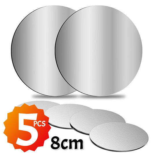 1-5PCS 8CM Magnetic Metal Plate Disk for Mobile Phone Tablet Universal Self Adhesive Iron Disk Patch Sticker for Magnetic Holder