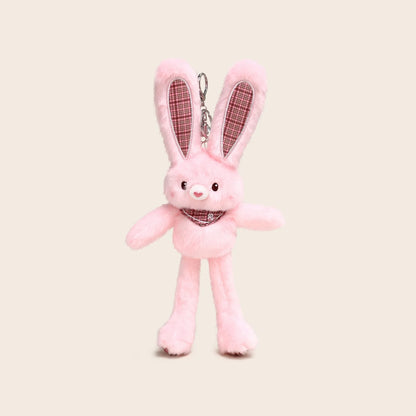 30cm Cute Pull-out Rabbit Plush Toy Keychain Creative Plush Ear Pulling Bunny Pendant Bag Charm Kids Stress Relief Gift