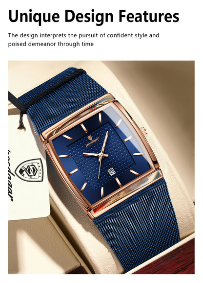 POEDAGAR Original Luxury Men's Wristwatch Stainless Steel Mesh Waterproof Luminous Date Man Watch Fashion Quartz Watches For Men