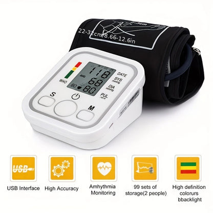 Arm Blood Pressure Test Kit Tonometer Tensiometer Automatic Digital Pulsometer Sphygmomanometer Medical BP Monitor